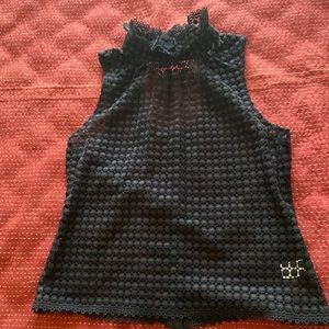 Milky size 8 lace black top w keyhole back & buttons